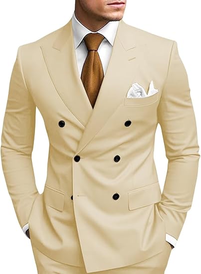 2 Piece Double Breasted Suit Men Slim Fit Mens Double Breasted Blazer Pants Sets Wedding Prom Homecoming Suit (#vs43)