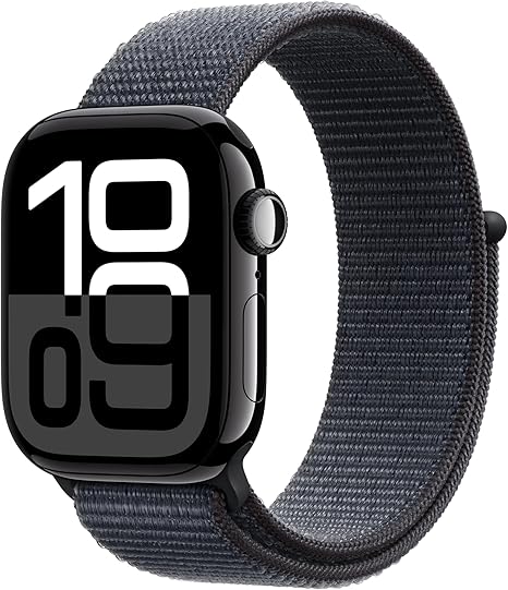 Apple Watch Series 10 [GPS + Cellular 46mm case] Smartwatch with Jet Black Aluminium Case with Ink Sport Loop. Fitness Tracker, ECG App, Always-On Retina Display, Carbon Neutral