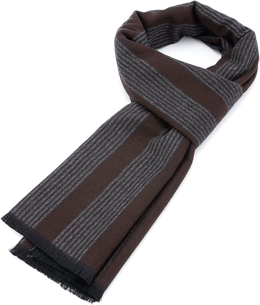 Cozy and Stylish Men’s Scarf – American Trends Plaid Winter Accessory with Warm Fabric and Tassels