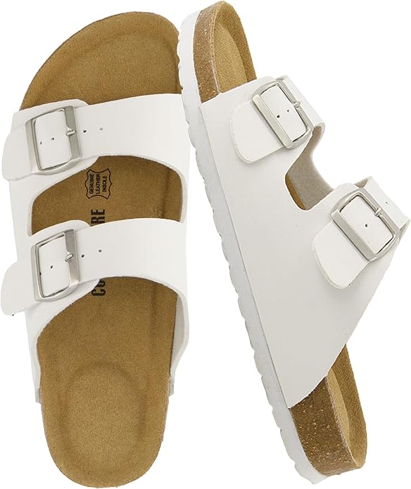 CUSHIONAIRE Lane Cork Footbed Mens Sandals, Adjustable Buckle Comfort Slides for Men, Genuine Leather Insole Summer Sandals Men Footwear #ves8