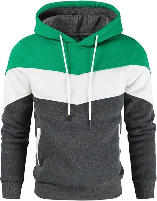 Gesean Men's Novelty Color Block Pullover Fleece Hoodie Long Sleeve Casual Sweatshirt with Pocket (#vs7)