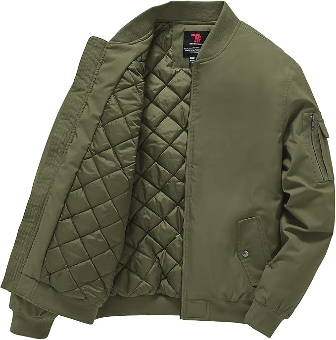 Gopune Men's Windproof Bomber Jacket Warm Water Resistant Windbreaker Winter Outwear Quilted Jackets Coats (#vs1)
