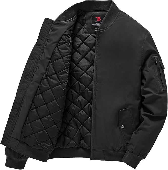 Gopune Men's Windproof Bomber Jacket Warm Water Resistant Windbreaker Winter Outwear Quilted Jackets Coats (#vs2)