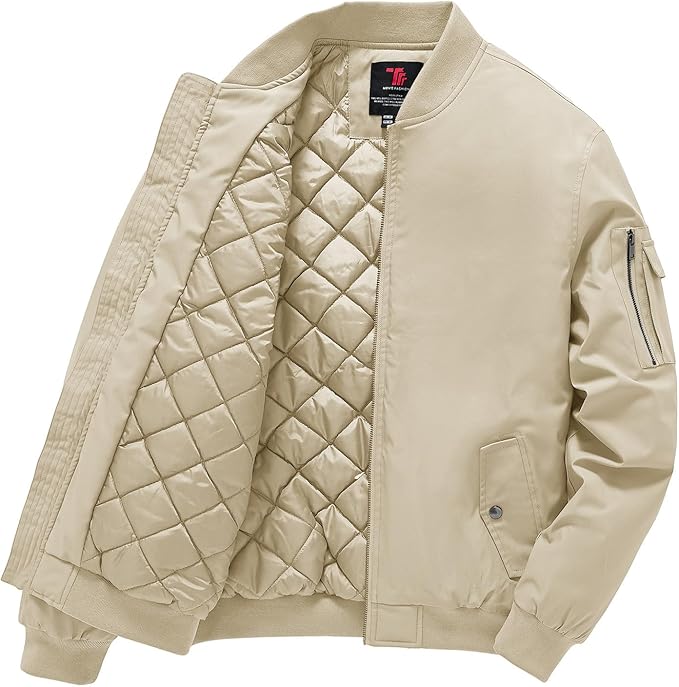 Gopune Men's Windproof Bomber Jacket Warm Water Resistant Windbreaker Winter Outwear Quilted Jackets Coats (#vs7)