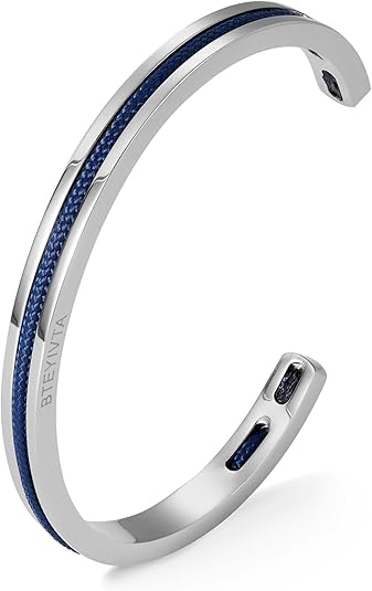 Handmade Minimalist Cuff Bracelet with Lucky Nautical Rope Inlaid Stainless Steel Cuff Unique and Stylish Bangle For Men And Women #ves1