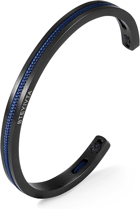 Handmade Minimalist Cuff Bracelet with Lucky Nautical Rope Inlaid Stainless Steel Cuff Unique and Stylish Bangle For Men And Women #ves2