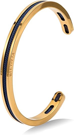 Handmade Minimalist Cuff Bracelet with Lucky Nautical Rope Inlaid Stainless Steel Cuff Unique and Stylish Bangle For Men And Women #ves4