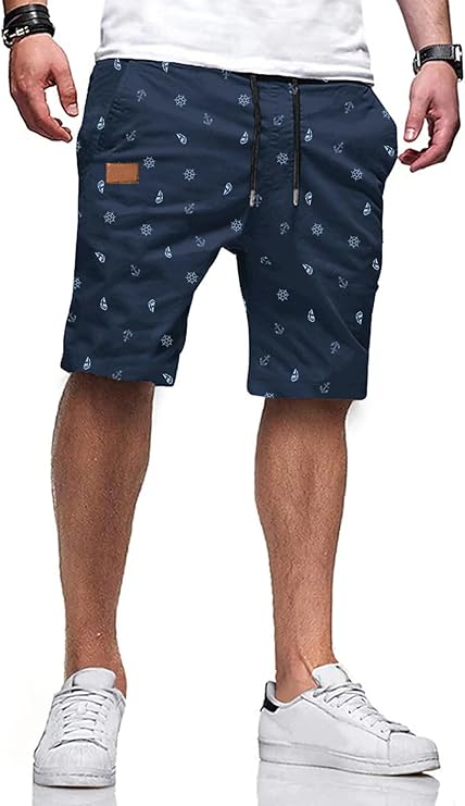 JMIERR Mens Casual Shorts - Cotton Drawstring Summer Beach Stretch Twill Chino Golf Shorts (#vs16)