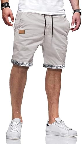 JMIERR Mens Casual Shorts - Cotton Drawstring Summer Beach Stretch Twill Chino Golf Shorts (#vs43)