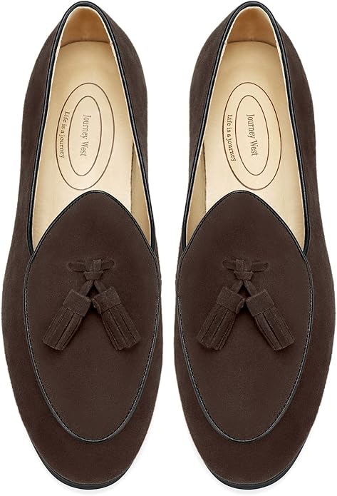 Journey West Men's Vintage Loafers for Men Belgian Loafers Slip-on Loafer Penny Loafer Casual Loafers #ves13