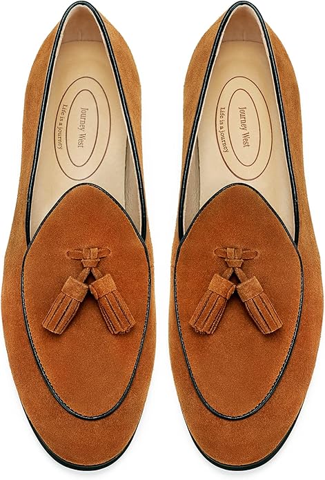 Journey West Men's Vintage Loafers for Men Belgian Loafers Slip-on Loafer Penny Loafer Casual Loafers #ves15