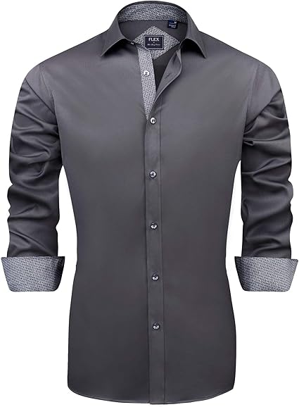 J.VER Men's Casual Long Sleeve Stretch Dress Shirt Wrinkle-Free Regular Fit Button Down Shirts (#vs1)
