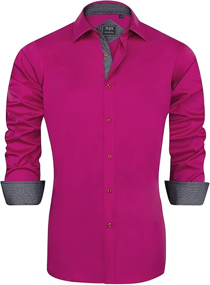 J.VER Men's Casual Long Sleeve Stretch Dress Shirt Wrinkle-Free Regular Fit Button Down Shirts (#vs18)