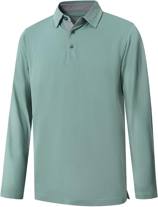 Mens Golf Shirt Short and Long Sleeve Moisture Wicking Dry Fit Performance Solid Casual Pique Golf Polo Shirts for Men (#vs20)