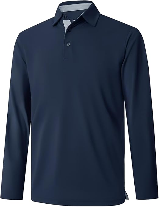 Mens Golf Shirt Short and Long Sleeve Moisture Wicking Dry Fit Performance Solid Casual Pique Golf Polo Shirts for Men (#vs28)