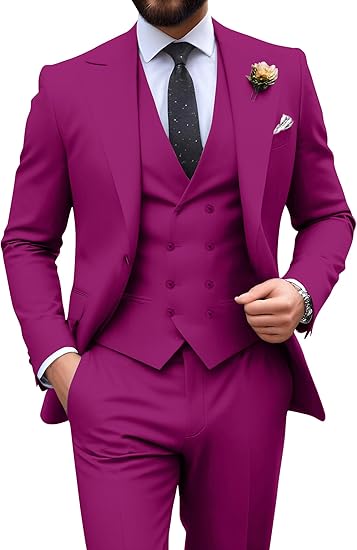 Mens Suit Slim Fit 3 Piece Double Breasted Suit Men Formal Tuxedo Set Casual Wedding Prom Groom Suits (#vs15)
