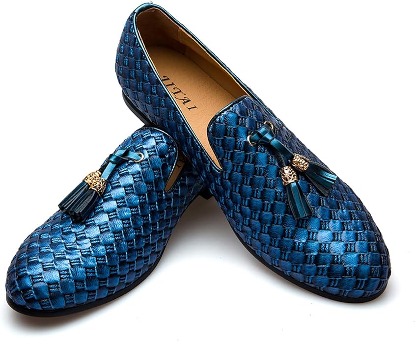 Men's Vintage Velvet Embroidery Noble Loafer Shoes Slip-on Loafer Smoking Slipper Tassel Loafer #ves15