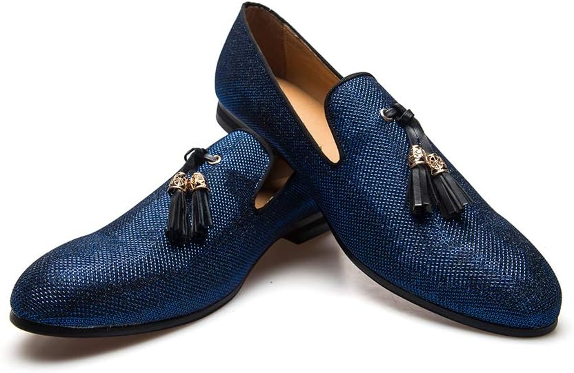 Men's Vintage Velvet Embroidery Noble Loafer Shoes Slip-on Loafer Smoking Slipper Tassel Loafer #ves16