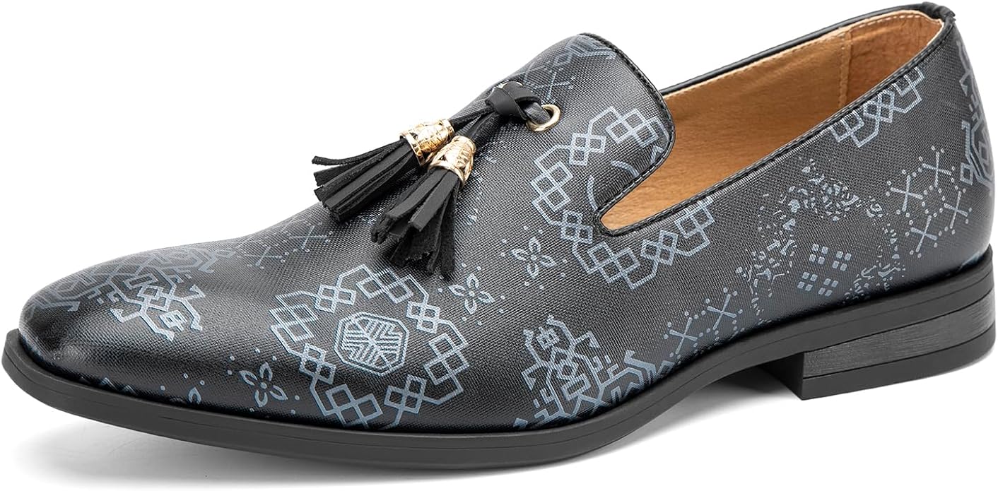 Men's Vintage Velvet Embroidery Noble Loafer Shoes Slip-on Loafer Smoking Slipper Tassel Loafer #ves2