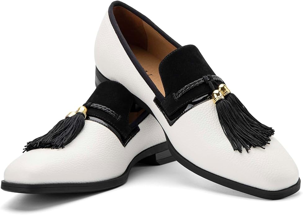 Men's Vintage Velvet Embroidery Noble Loafer Shoes Slip-on Loafer Smoking Slipper Tassel Loafer #ves25