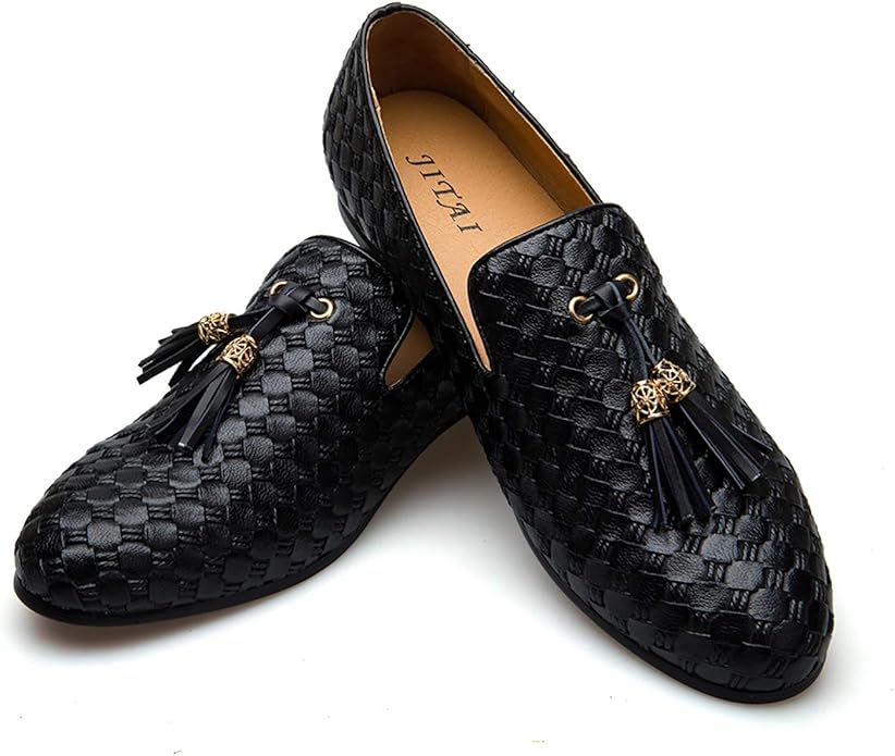 Men's Vintage Velvet Embroidery Noble Loafer Shoes Slip-on Loafer Smoking Slipper Tassel Loafer #ves4