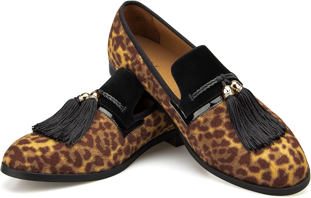 Men's Vintage Velvet Embroidery Noble Loafer Shoes Slip-on Loafer Smoking Slipper Tassel Loafer #ves7