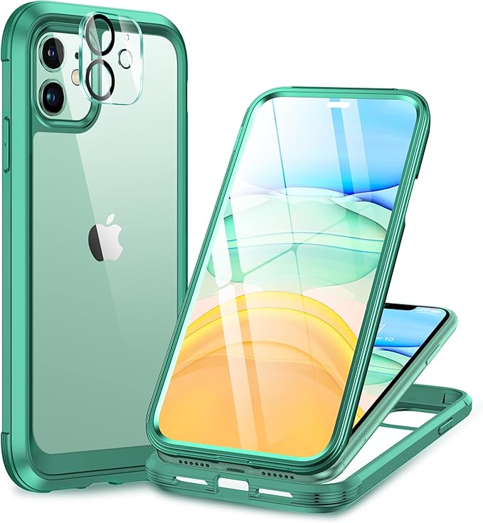 Miracase for iPhone SE Phone Case 3rd/2nd Generation 2022 2020 Full-Body with Built-in Glass Screen Protector, Heavy Duty 360° Protective Shockproof Bumper Cover for iPhone 8/SE, Blue #vs13)