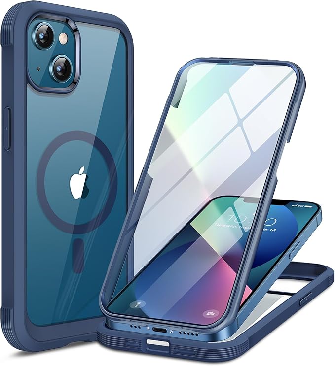 Miracase for iPhone SE Phone Case 3rd/2nd Generation 2022 2020 Full-Body with Built-in Glass Screen Protector, Heavy Duty 360° Protective Shockproof Bumper Cover for iPhone 8/SE, Blue #vs20)