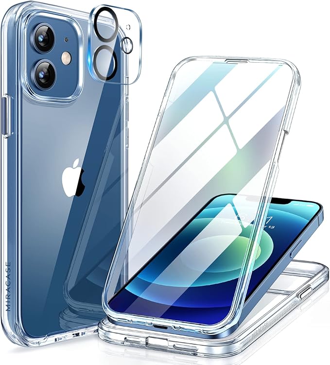 Miracase for iPhone SE Phone Case 3rd/2nd Generation 2022 2020 Full-Body with Built-in Glass Screen Protector, Heavy Duty 360° Protective Shockproof Bumper Cover for iPhone 8/SE, Blue #vs3)
