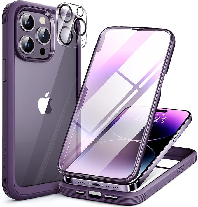 Miracase for iPhone SE Phone Case 3rd/2nd Generation 2022 2020 Full-Body with Built-in Glass Screen Protector, Heavy Duty 360° Protective Shockproof Bumper Cover for iPhone 8/SE, Blue #vs38)