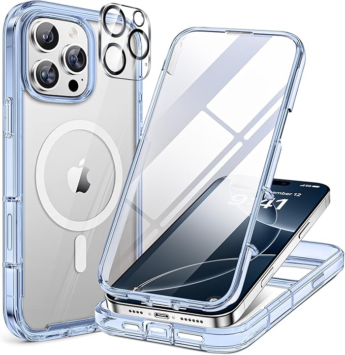 Miracase for iPhone SE Phone Case 3rd/2nd Generation 2022 2020 Full-Body with Built-in Glass Screen Protector, Heavy Duty 360° Protective Shockproof Bumper Cover for iPhone 8/SE, Blue #vs5)
