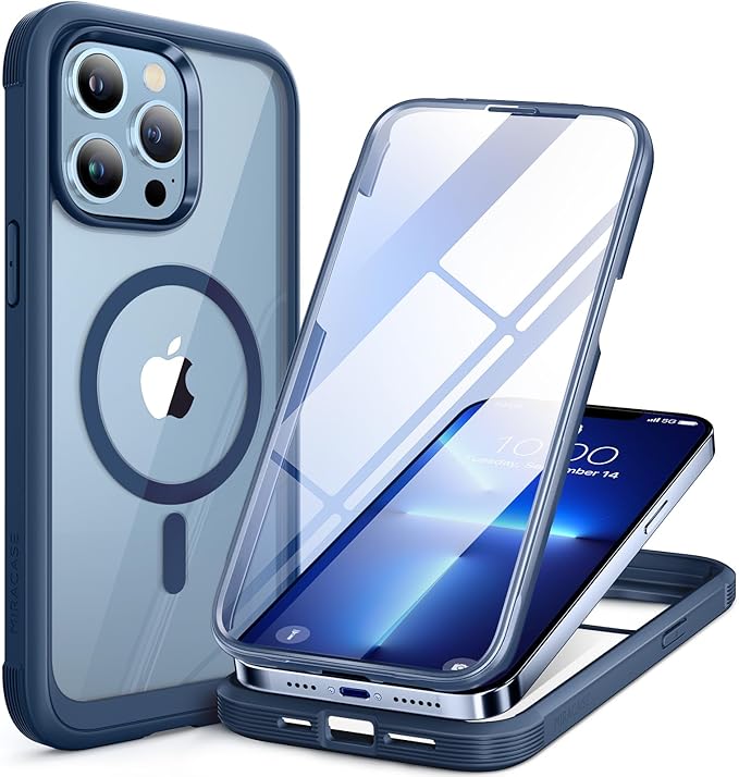 Miracase for iPhone SE Phone Case 3rd/2nd Generation 2022 2020 Full-Body with Built-in Glass Screen Protector, Heavy Duty 360° Protective Shockproof Bumper Cover for iPhone 8/SE, Blue #vs9)