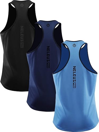 NELEUS Men's 3 Pack Running Tank Top Dry Fit Y-Back Athletic Workout Tank Tops (#vs10)