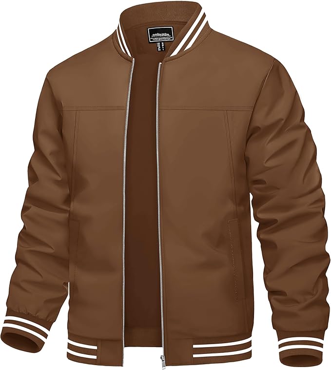TACVASEN Men's Lightweight Jacket Casual Spring Fall Windbreaker Bomber Zip Up Coat With Pocket (#vs10)