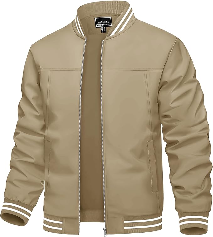 TACVASEN Men's Lightweight Jacket Casual Spring Fall Windbreaker Bomber Zip Up Coat With Pocket (#vs11)