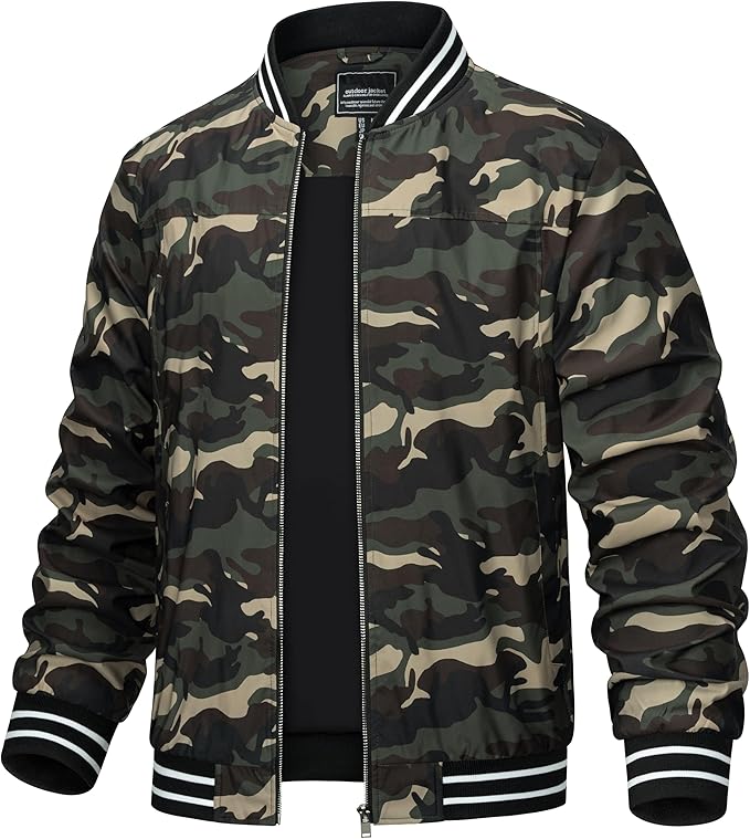 TACVASEN Men's Lightweight Jacket Casual Spring Fall Windbreaker Bomber Zip Up Coat With Pocket (#vs12)