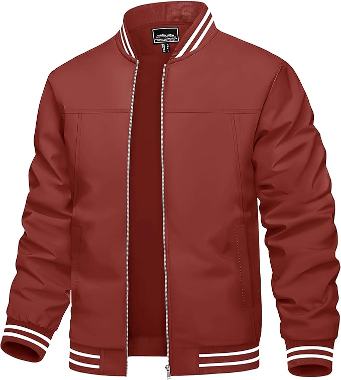 TACVASEN Men's Lightweight Jacket Casual Spring Fall Windbreaker Bomber Zip Up Coat With Pocket (#vs13)