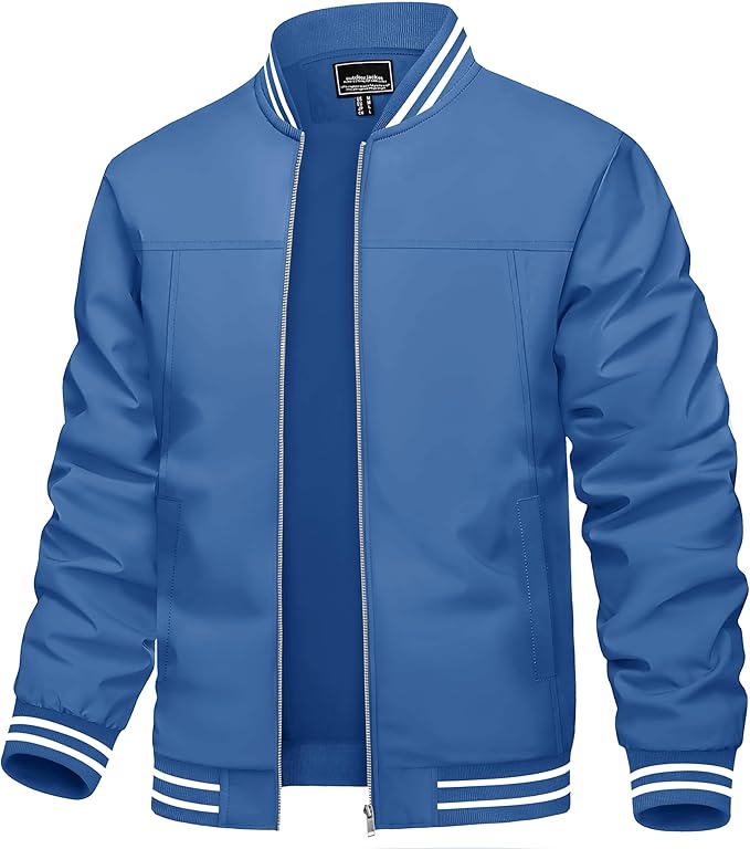 TACVASEN Men's Lightweight Jacket Casual Spring Fall Windbreaker Bomber Zip Up Coat With Pocket (#vs14)