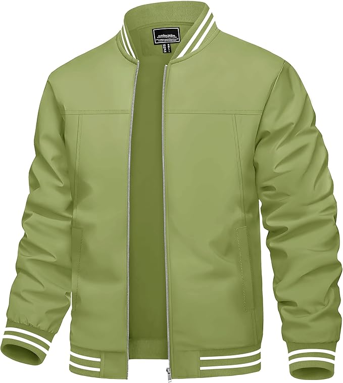 TACVASEN Men's Lightweight Jacket Casual Spring Fall Windbreaker Bomber Zip Up Coat With Pocket (#vs15)