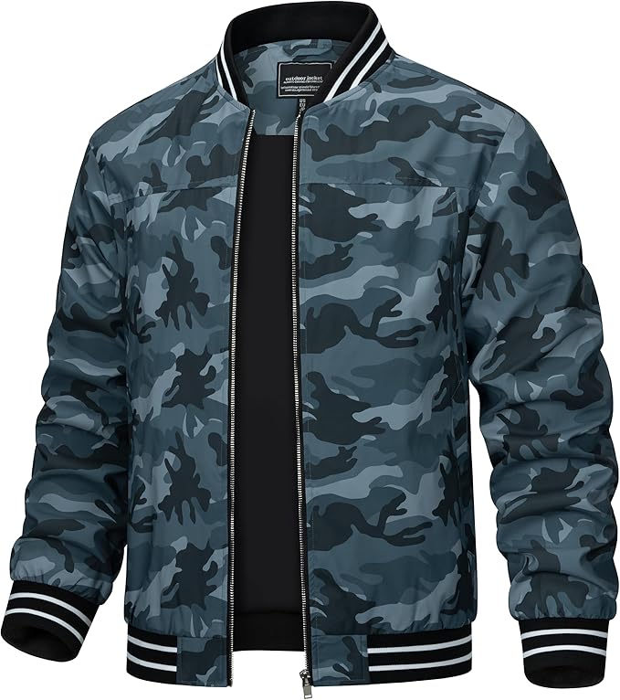 TACVASEN Men's Lightweight Jacket Casual Spring Fall Windbreaker Bomber Zip Up Coat With Pocket (#vs16)