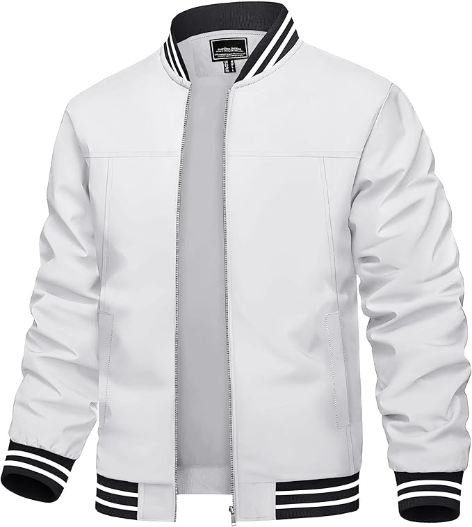 TACVASEN Men's Lightweight Jacket Casual Spring Fall Windbreaker Bomber Zip Up Coat With Pocket (#vs2)