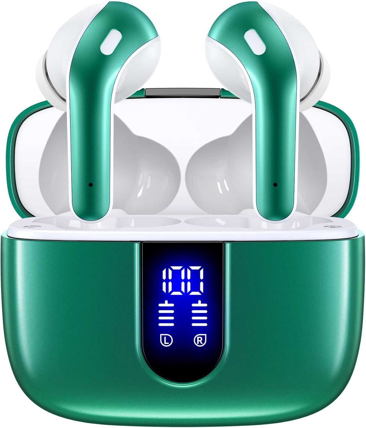 TAGRY Bluetooth Headphones True Wireless Earbuds 60H Playback LED Power Display Earphones with Wireless Charging Case IPX5 Waterproof in-Ear Ear buds with Mic for TV Smart Phone Laptop Computer Sports (#vs2)