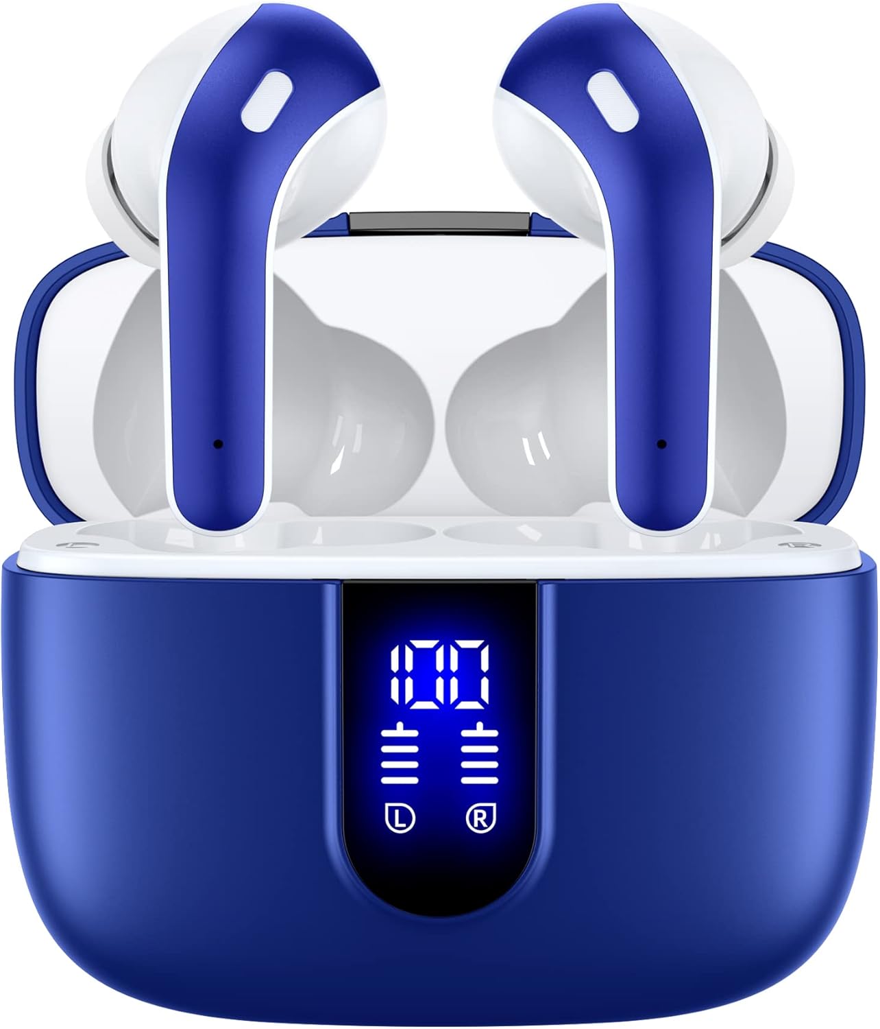 TAGRY Bluetooth Headphones True Wireless Earbuds 60H Playback LED Power Display Earphones with Wireless Charging Case IPX5 Waterproof in-Ear Ear buds with Mic for TV Smart Phone Laptop Computer Sports (#vs3)