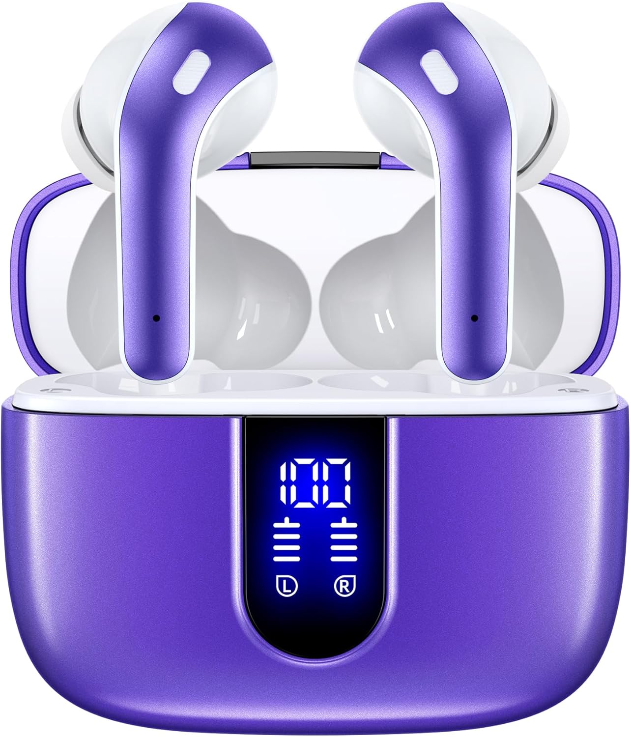 TAGRY Bluetooth Headphones True Wireless Earbuds 60H Playback LED Power Display Earphones with Wireless Charging Case IPX5 Waterproof in-Ear Ear buds with Mic for TV Smart Phone Laptop Computer Sports (#vs5)