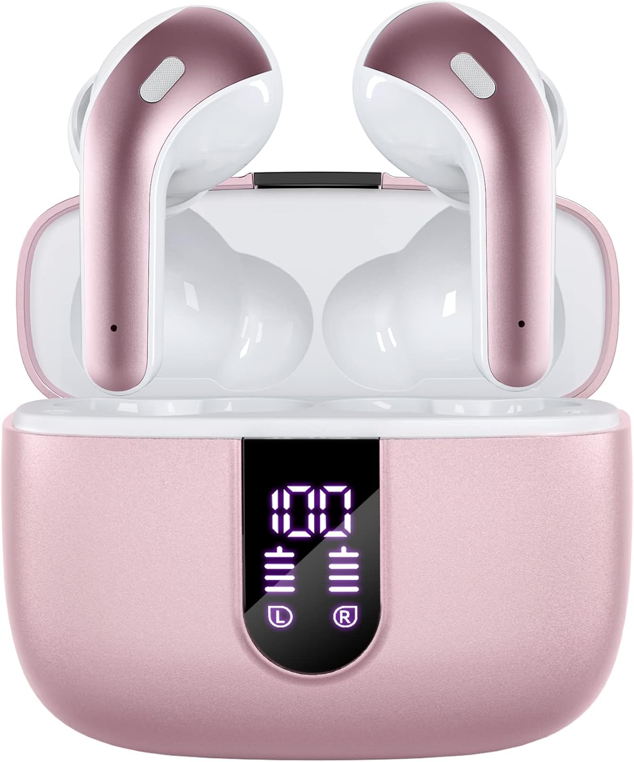 TAGRY Bluetooth Headphones True Wireless Earbuds 60H Playback LED Power Display Earphones with Wireless Charging Case IPX5 Waterproof in-Ear Ear buds with Mic for TV Smart Phone Laptop Computer Sports (#vs6)