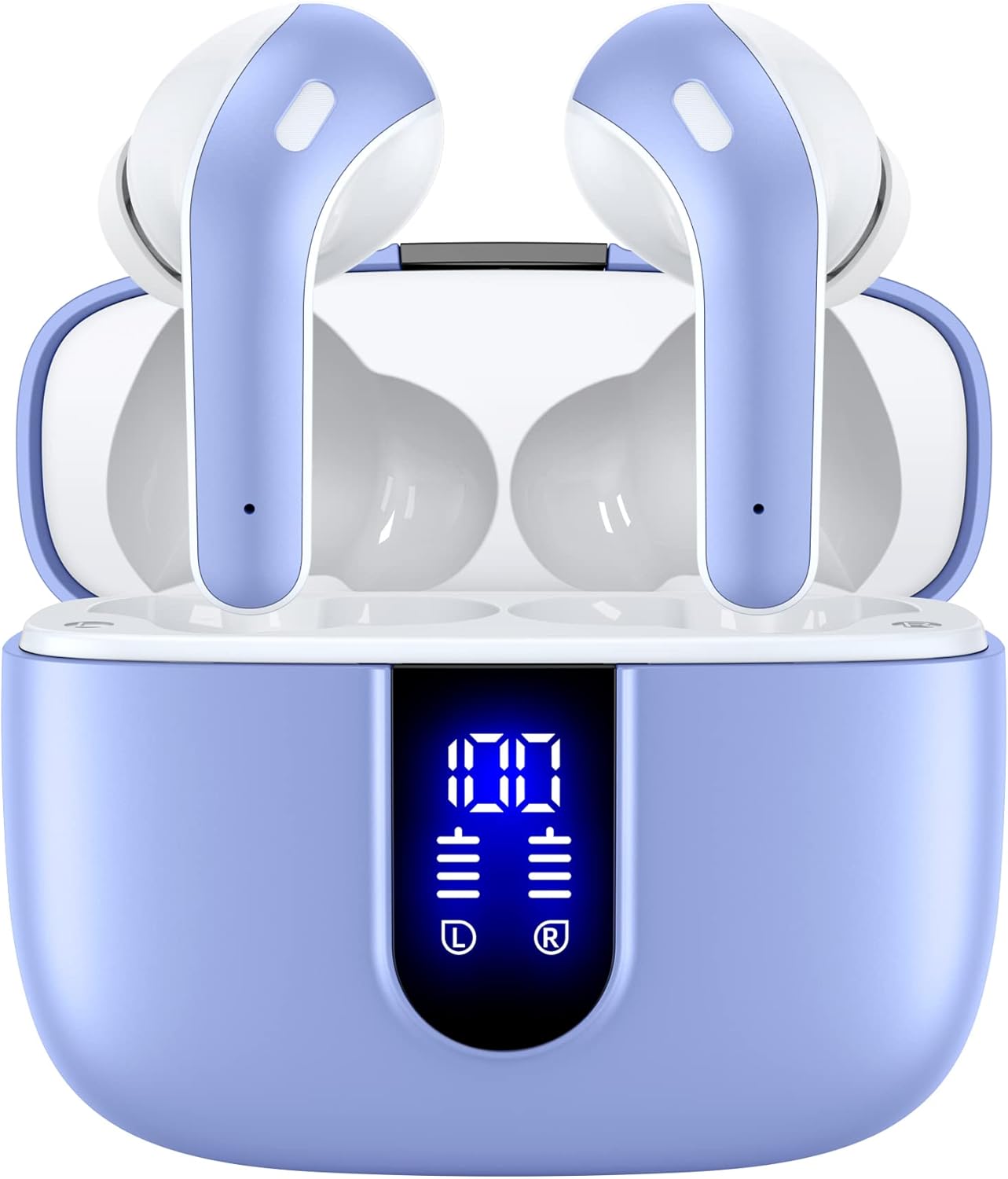 TAGRY Bluetooth Headphones True Wireless Earbuds 60H Playback LED Power Display Earphones with Wireless Charging Case IPX5 Waterproof in-Ear Ear buds with Mic for TV Smart Phone Laptop Computer Sports (#vs7)
