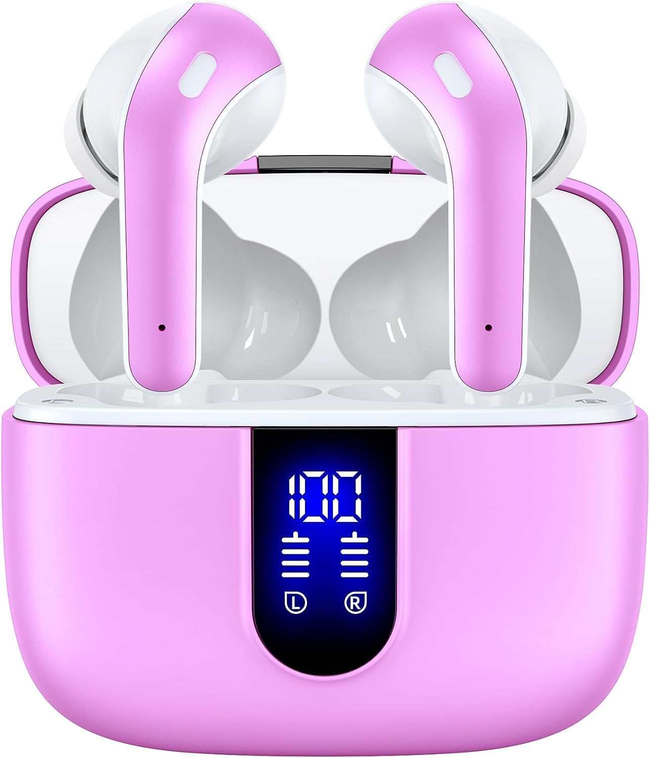 TAGRY Bluetooth Headphones True Wireless Earbuds 60H Playback LED Power Display Earphones with Wireless Charging Case IPX5 Waterproof in-Ear Ear buds with Mic for TV Smart Phone Laptop Computer Sports (#vs8)