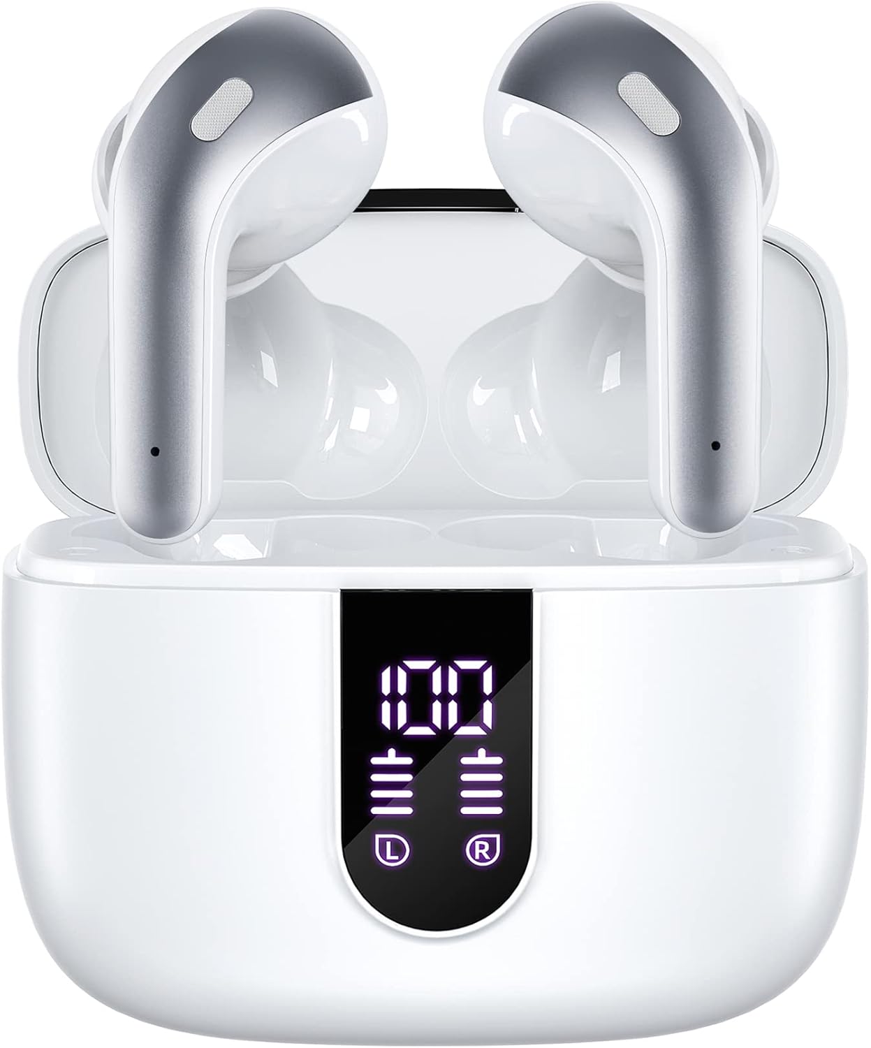 TAGRY Bluetooth Headphones True Wireless Earbuds 60H Playback LED Power Display Earphones with Wireless Charging Case IPX5 Waterproof in-Ear Ear buds with Mic for TV Smart Phone Laptop Computer Sports (#vs9)