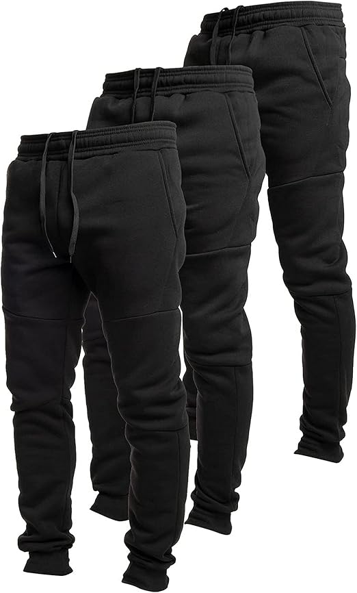 Ultra Performance 3 Pack Fleece Active Tech Joggers for Men, Mens Sweatpants with Zipper Pockets (vs7)
