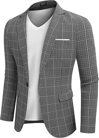 V COOFANDY Men's Blazer Casual Sport Coats Slim Fit One Button Suit Jacket Lightweight Sports Jacket (#vs18)